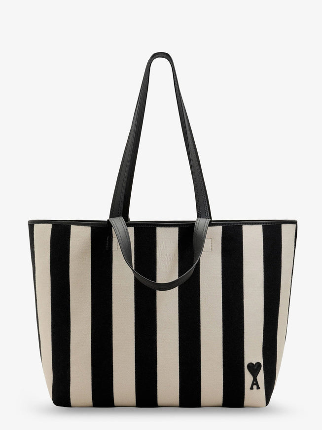 Ami Paris Ami De Coeur Canvas Shopping Bag Uni Blanc Creme Noir