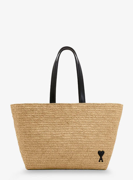 Ami Paris Ami De Coeur Raffia Shoulder Bag Uni Naturel