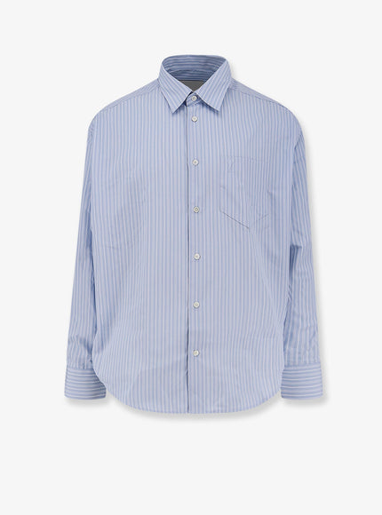Ami Paris Striped Cotton Shirt Bleu Cachemire Blanc
