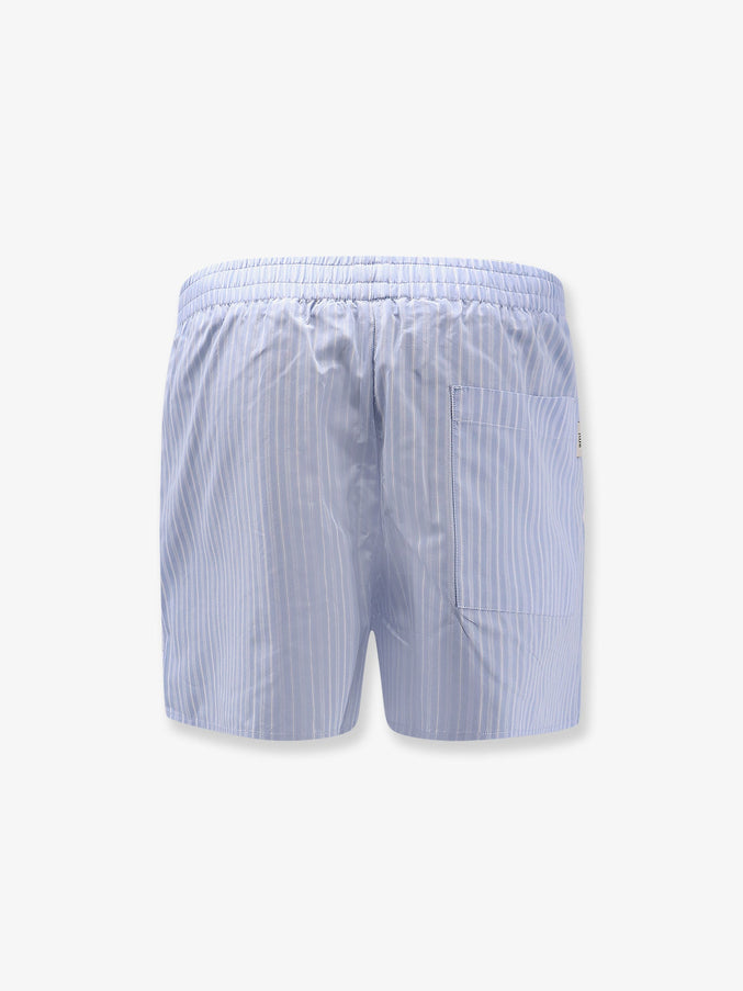Ami Paris Cotton Bermuda Shorts With Striped Pattern