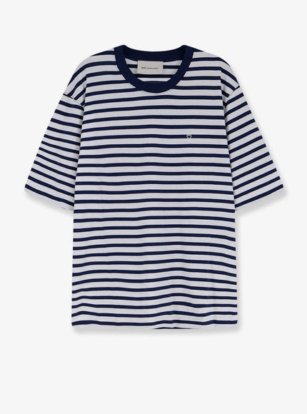 Ami Paris Cotton T-Shirt With Embroidered Logo On The Front Encre Blanc