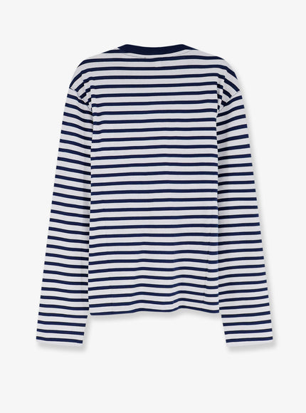 Ami Paris Cotton T-Shirt With Striped Pattern