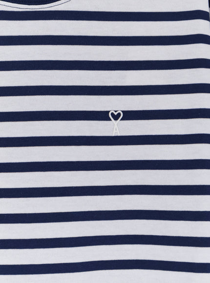 Ami Paris Cotton T-Shirt With Striped Pattern