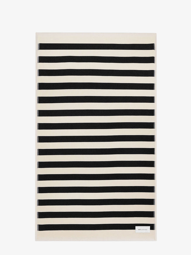 Ami Paris Cotton Beach Towel Uni Noir Blanc Creme