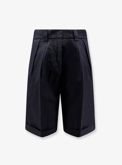 Aspesi Cotton And Linen Shorts Navy