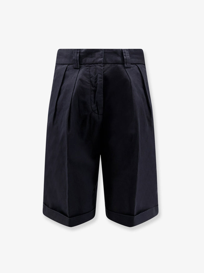 Aspesi Cotton And Linen Shorts Navy