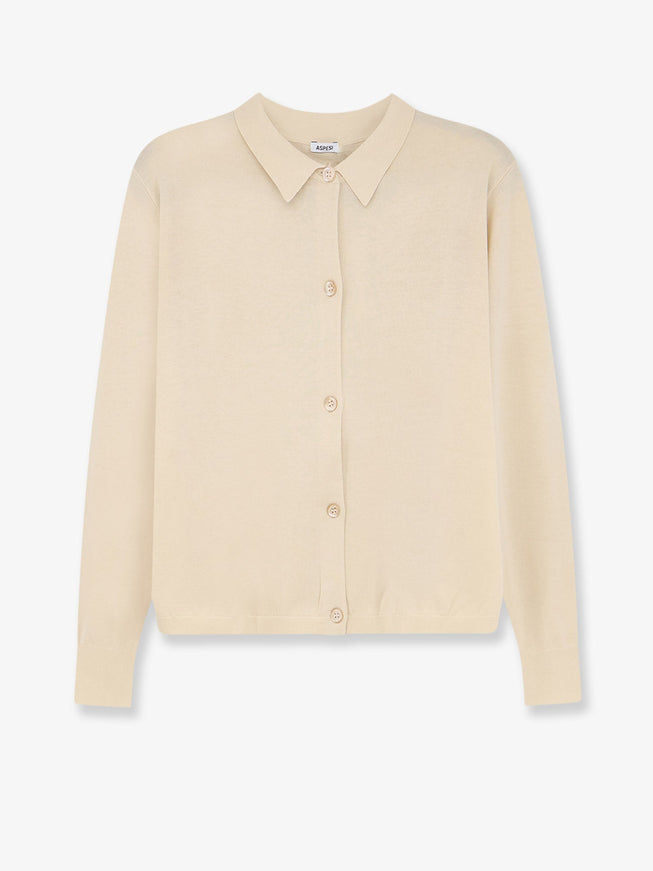 Aspesi Cotton, Silk And Linen Blend Cardigan 40 Naturale