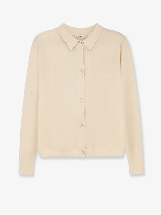 Aspesi Cotton, Silk And Linen Blend Cardigan 40 Naturale
