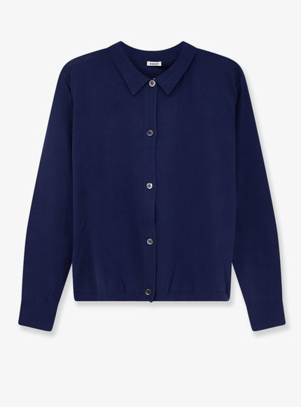 Aspesi Cotton, Silk And Linen Blend Cardigan 42 Navy