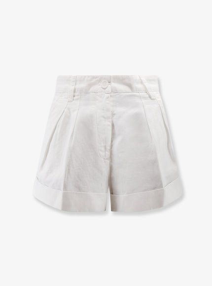 Aspesi Cotton And Linen Shorts Bianco