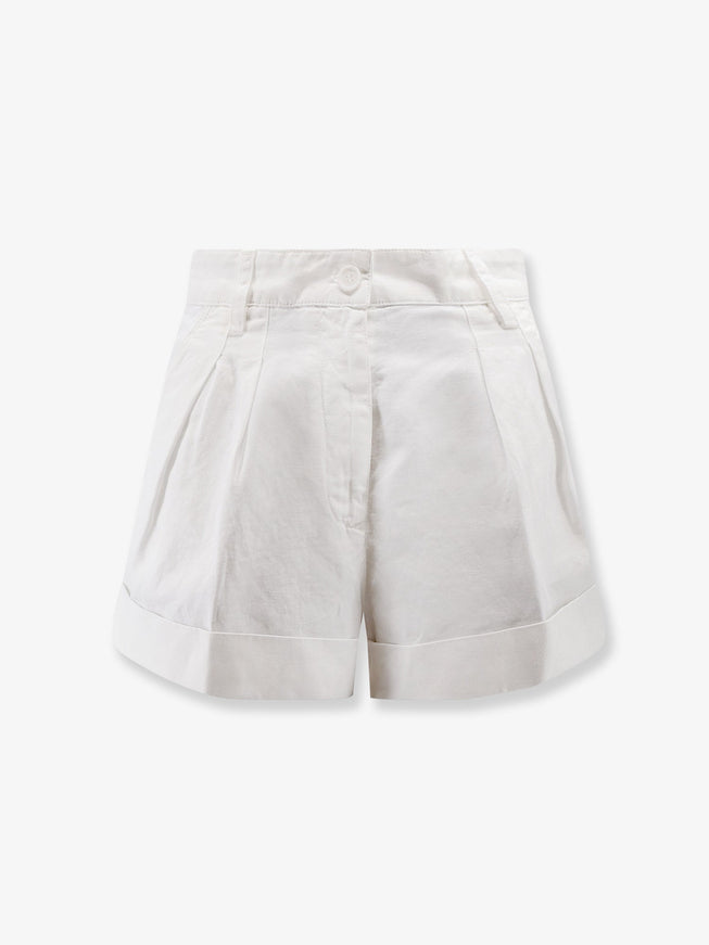Aspesi Cotton And Linen Shorts Bianco