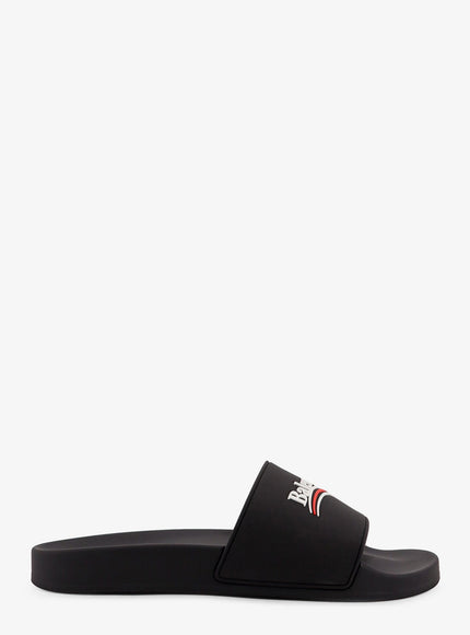 Balenciaga Rubber Pool Sandals With Logo On The Front Black White Red