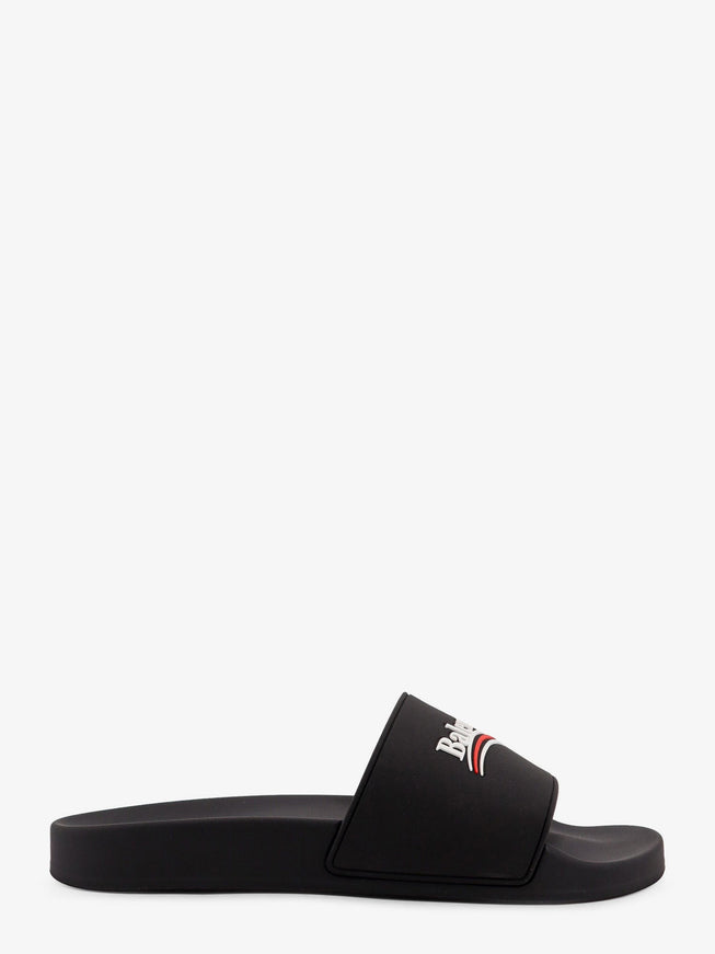 Balenciaga Rubber Pool Sandals With Logo On The Front Black White Red