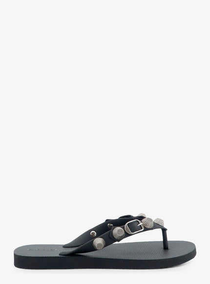 Balenciaga Cagole Flip-Flops With Iconic Metal Details Blacksilver
