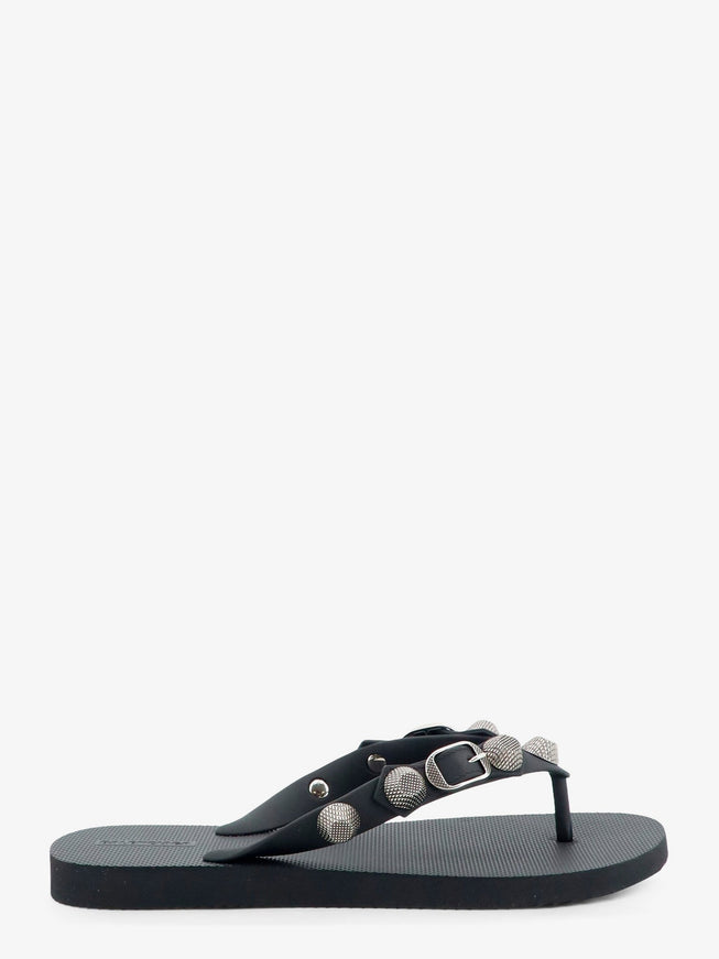Balenciaga Cagole Flip-Flops With Iconic Metal Details Blacksilver
