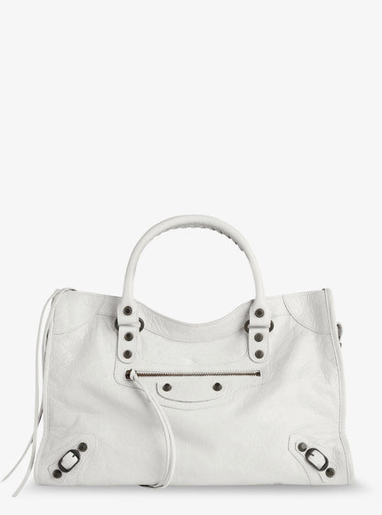 Balenciaga Le City Medium Leather Shoulder Bag Uni White