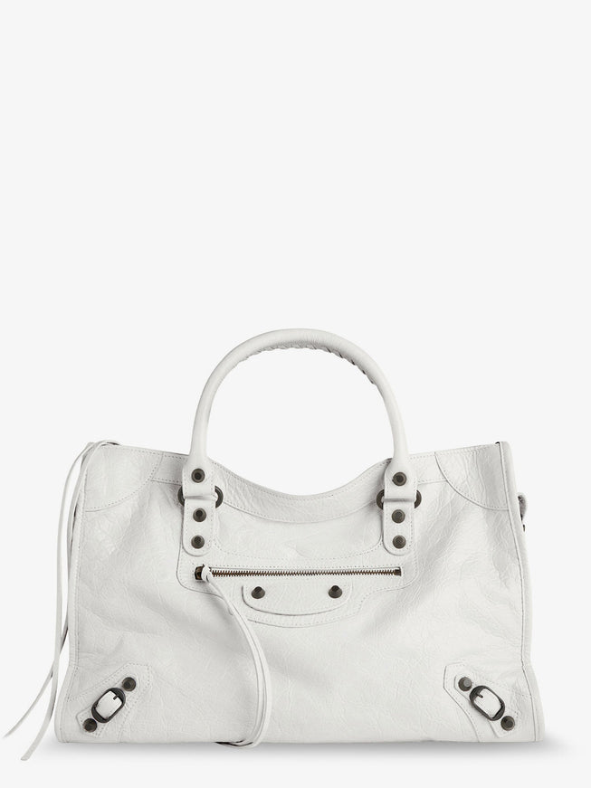 Balenciaga Le City Medium Leather Shoulder Bag Uni White