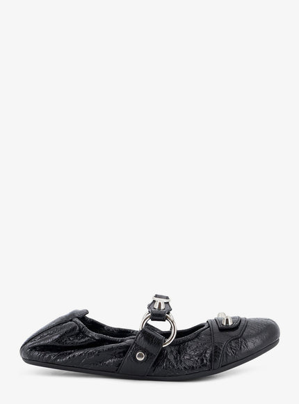 Balenciaga City Flat L005 Leather Ballerinas Blacksilver