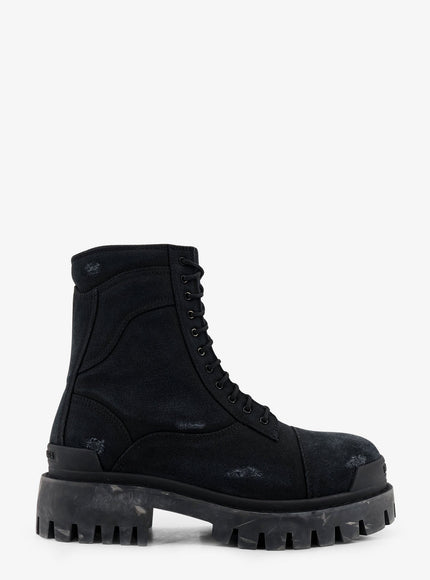 Balenciaga Strike Leather Boots Black
