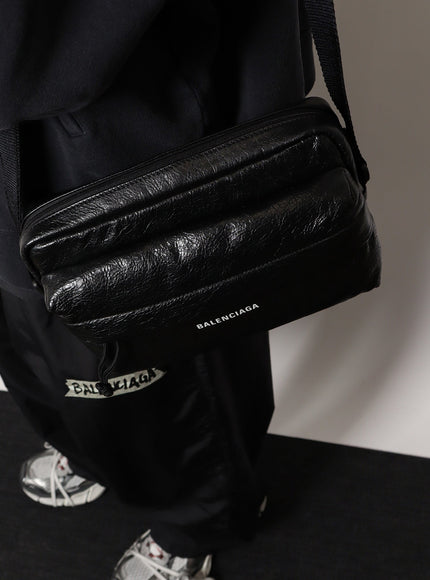 Balenciaga Leather Crossbody Bag With Logo On The Front