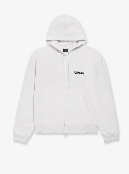 Balenciaga Over Zip-Up Hoodie Cotton Sweatshirt Dirty White