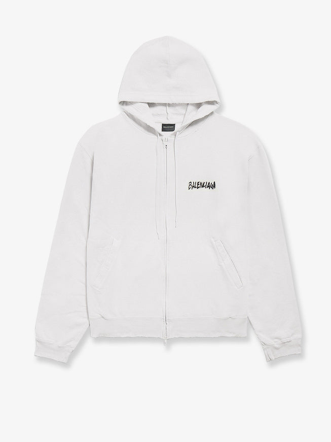 Balenciaga Over Zip-Up Hoodie Cotton Sweatshirt Dirty White