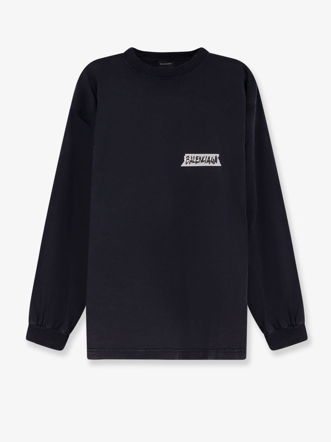 Balenciaga Cotton T-Shirt Faded Washed Black
