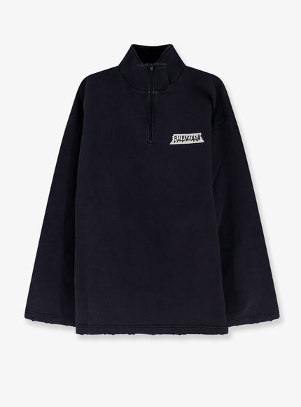 Balenciaga Cotton Sweatshirt Faded Washed Black