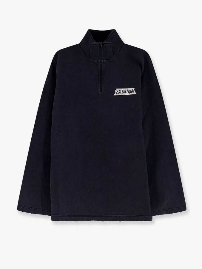 Balenciaga Cotton Sweatshirt Faded Washed Black