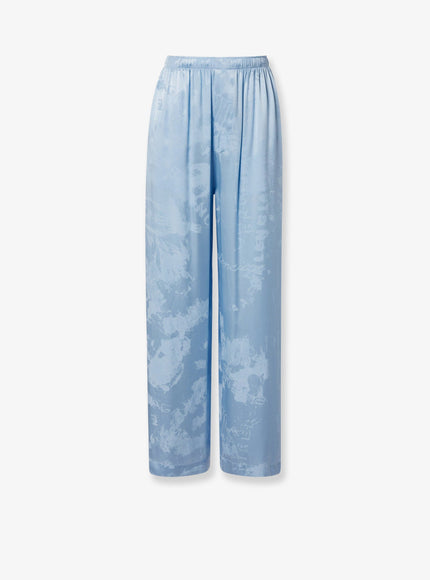Balenciaga Pajamas Printed Silk Trousers S Baby Blue