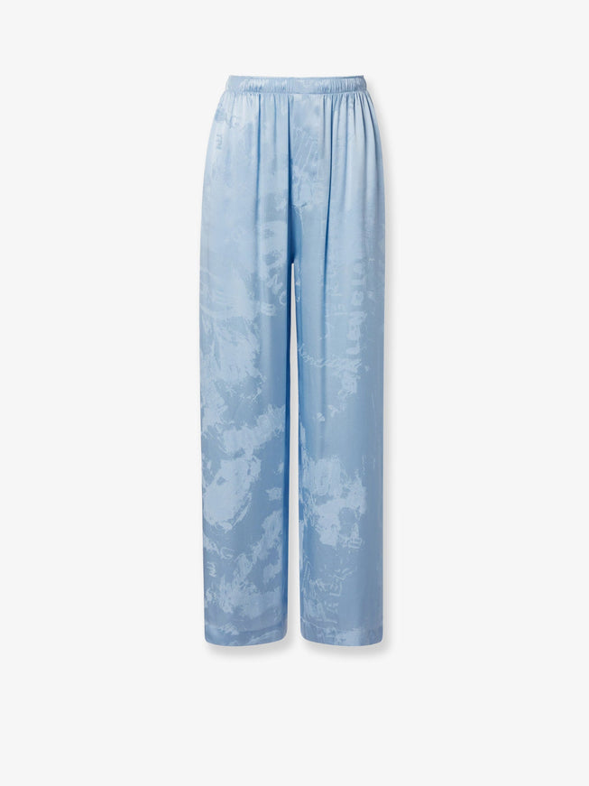 Balenciaga Pajamas Printed Silk Trousers S Baby Blue