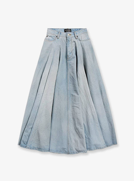 Balenciaga Godet Maxi Cotton Skirt Dirty Light Blue