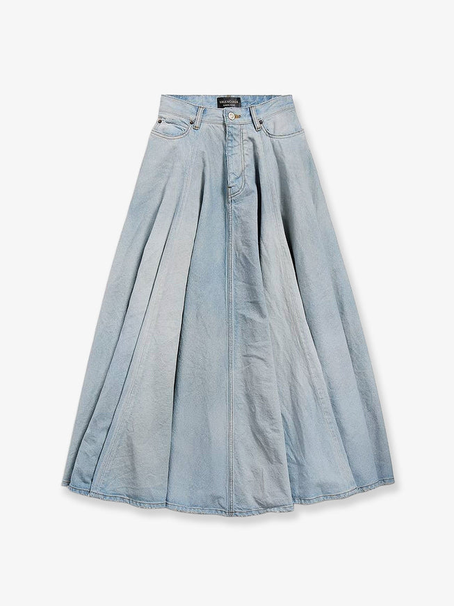 Balenciaga Godet Maxi Cotton Skirt Dirty Light Blue