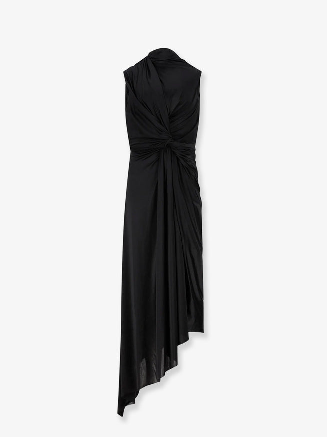 Balenciaga Stretch Fabric Long Asymmetrical Dress Black