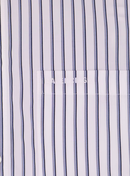 Balenciaga Tucked Sleeve Striped Cotton Shirt