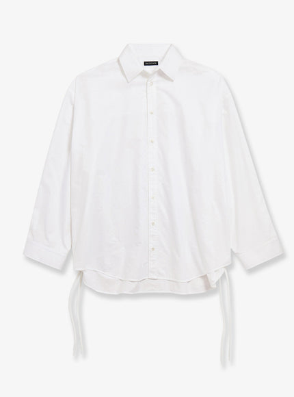 Balenciaga Lace-Up Cotton Shirt White