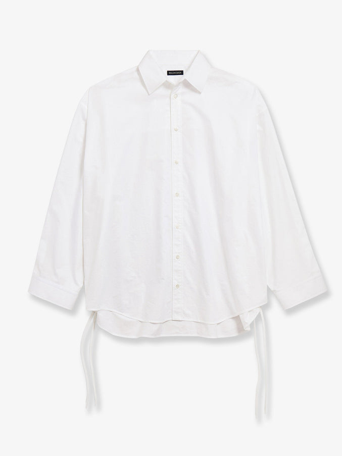 Balenciaga Lace-Up Cotton Shirt White