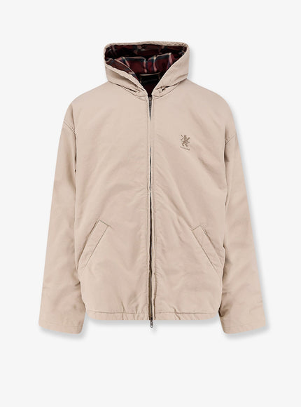 Balenciaga Cotton Blend Jacket With Embroidered Logo On The Front S Light Beige