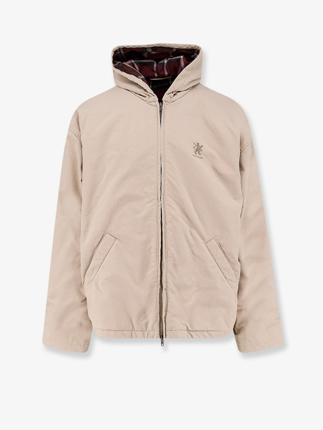 Balenciaga Cotton Blend Jacket With Embroidered Logo On The Front S Light Beige