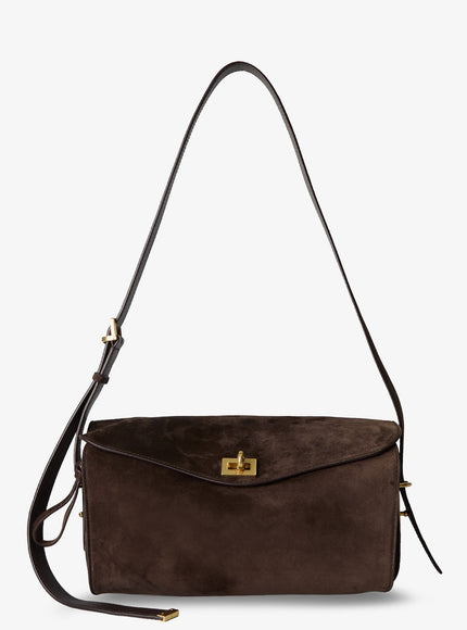 Balenciaga Le 7 Medium Suede Shoulder Bag Uni Mokaruby