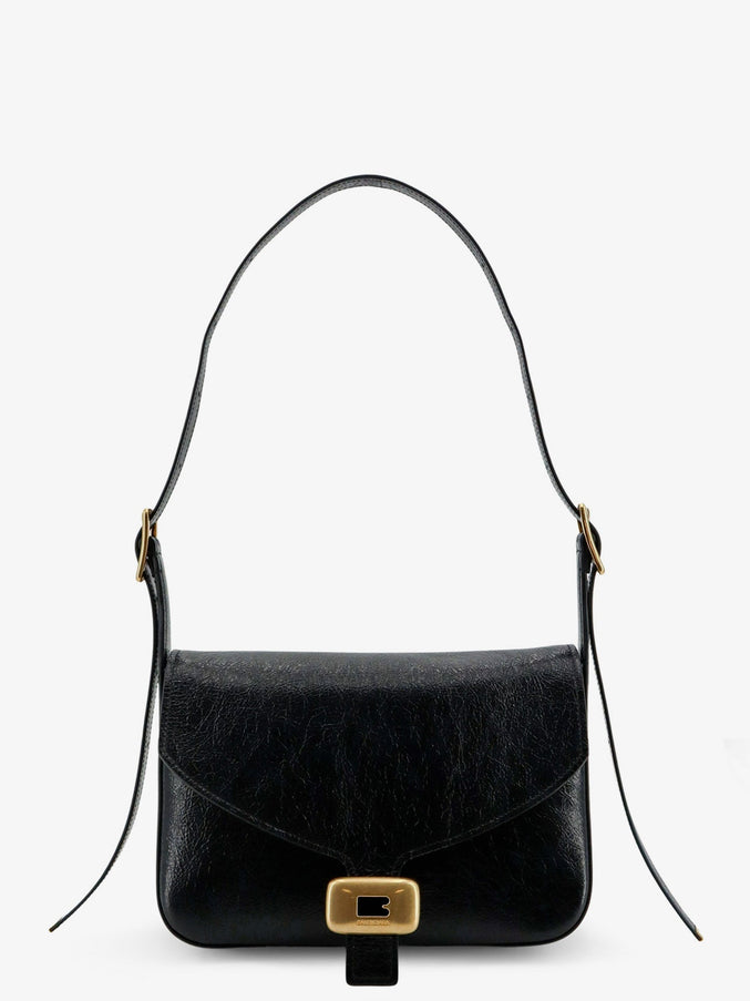 Balenciaga Clicca Arena Leather Medium Shoulder Bag Uni Black