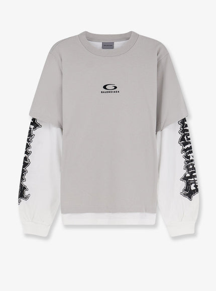 Balenciaga Double Hybrid Cotton T-Shirt Lightgreywhite