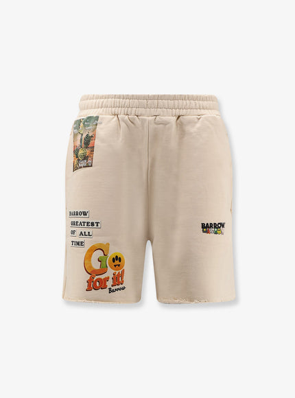 Barrow Cotton Shorts With Iconic Print Crema