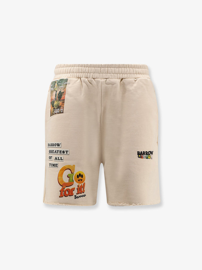 Barrow Cotton Shorts With Iconic Print Crema
