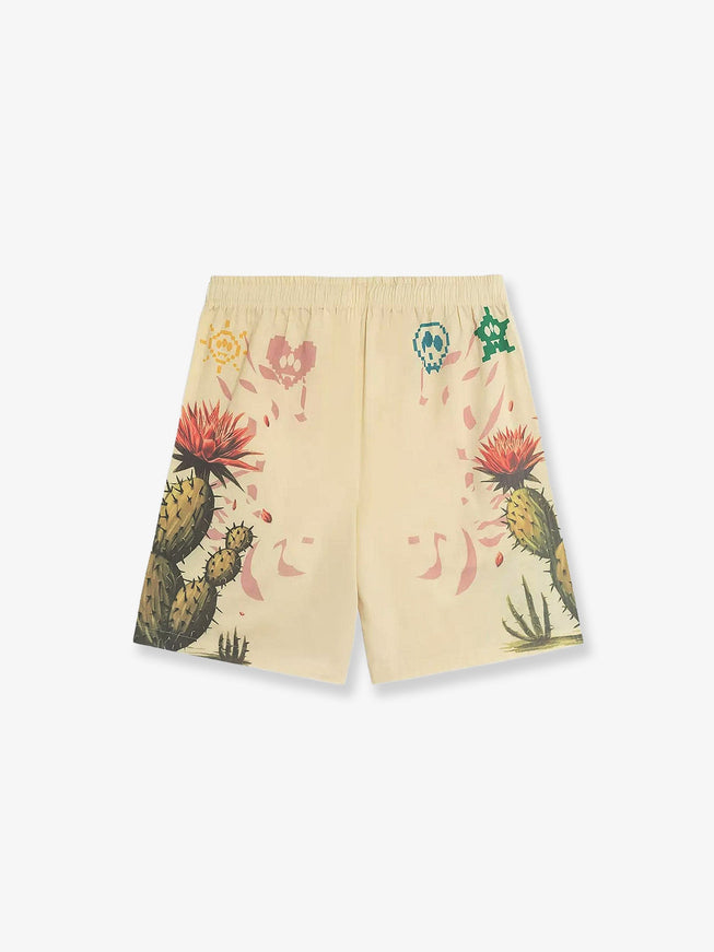 Barrow Cotton Bermuda Shorts With Cactus Print Crema