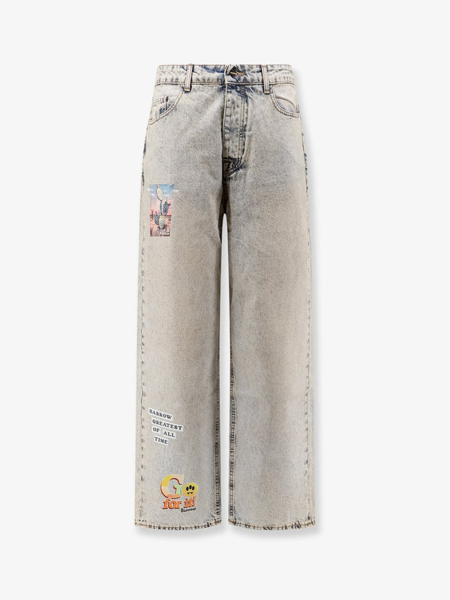 Barrow Cotton Jeans With All-Over Print Celeste