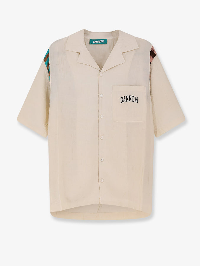 Barrow Viscose Shirt With Front Logo Print Crema