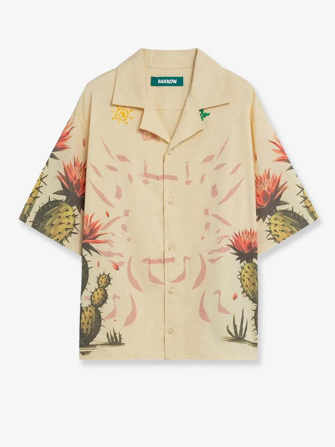 Barrow Cotton Shirt With Cactus Print Crema