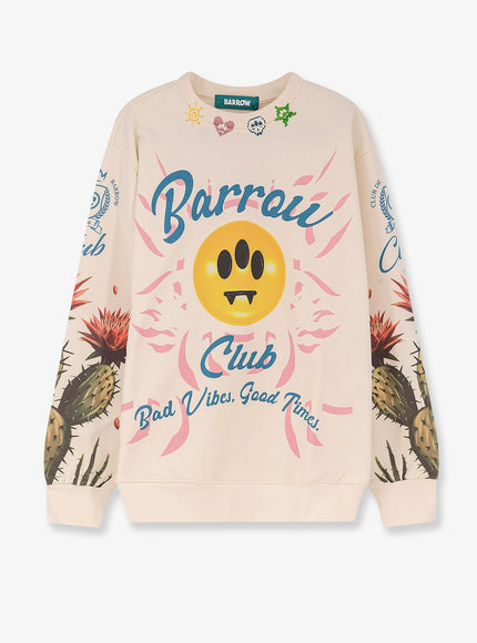 Barrow Cotton Sweatshirt With Cactus Print Crema