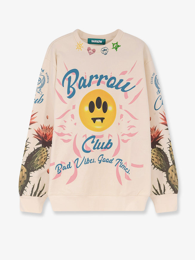 Barrow Cotton Sweatshirt With Cactus Print Crema